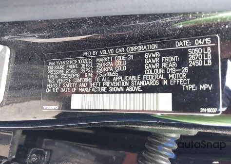 2015 Volvo V60 Cross Country T5 from USA, damaged, VIN YV4612HK3F1002012